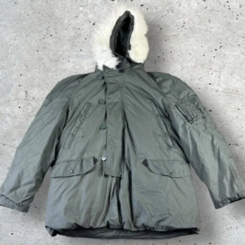 N-3B US Air Force Flying Parka Snorkel Jacket Sz Large Vtg 80s Military USA USAF